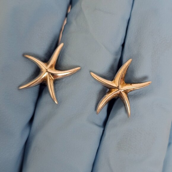 Vtg Starfish 925 Sterling Silver Sea Life Stud Post Earrings Nautical Beach 1.8g - Picture 9 of 9